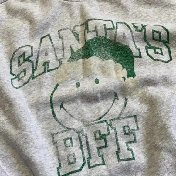 Aerie Gray Santa's BFF Crew Neck Sweater - Picture 2 of 6